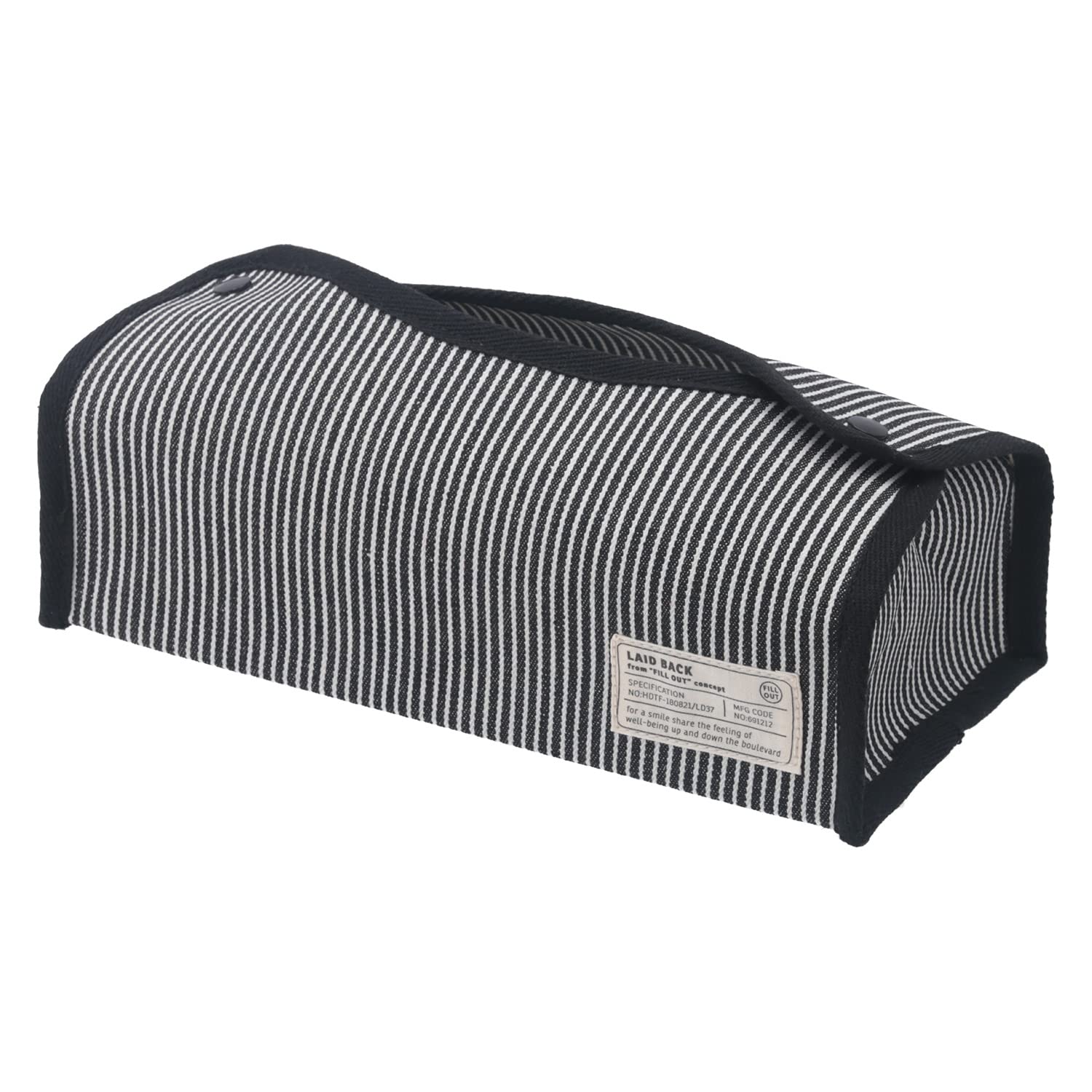 ティッシュボックスケース　ヒッコリー　黒白　新品未使用 Amazon｜不二貿易 ティッシュケース カバー 幅27.5×奥行11×高さ