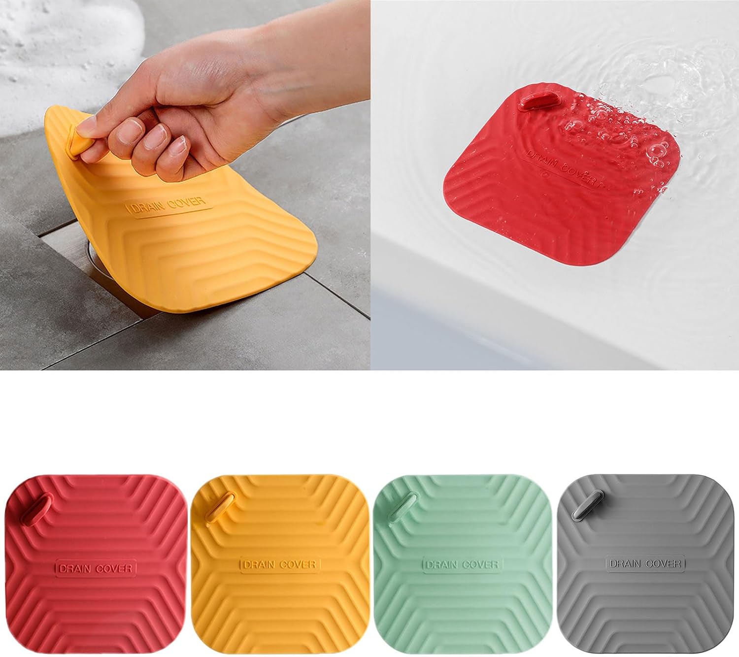 Square Floor Drain Cover With Handle Silicone Drain Stopper Deodorant Sink Stopper Cover For Bathroom Kitchen Laundry