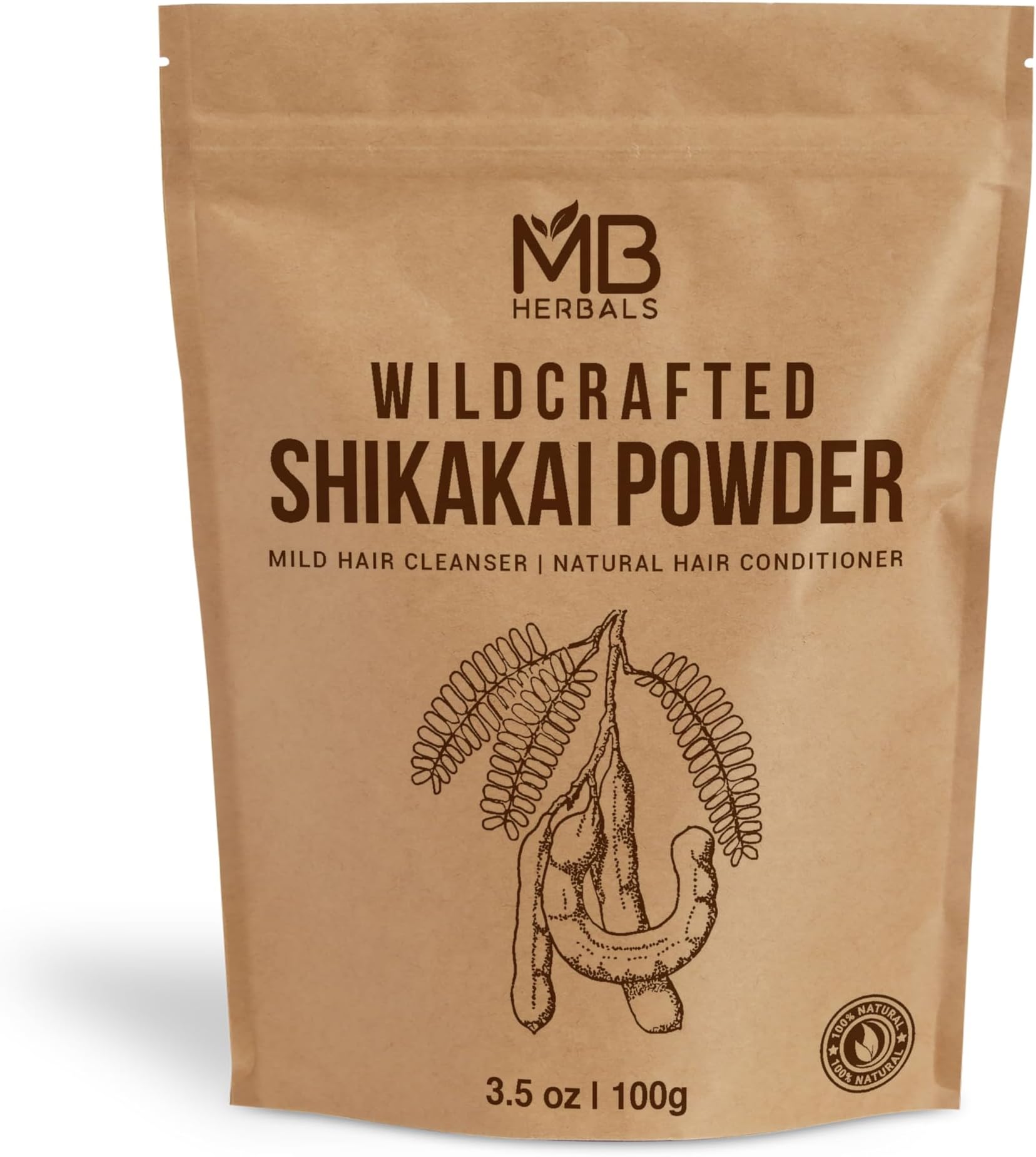 MB Herbals Pure Shikakai Powder 100g | 3.5 Oz | 100% Pure Acacia concinna Powder - Natural Hair Cleanser & Conditioner