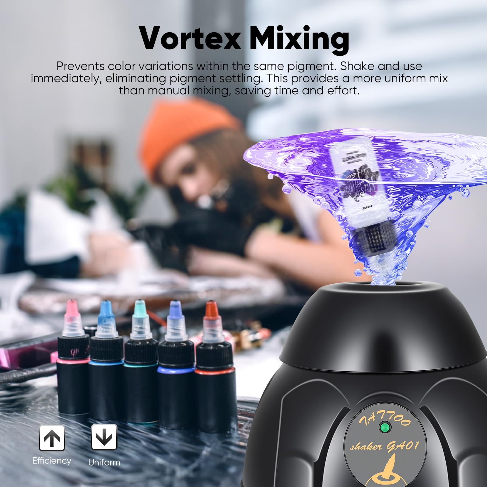 Vortex Mixer Mini 5200 U/min, Elektrischer Pigment Shaker mit Touch-Funktion, Lab Vortex Mischer für Farben Schüttler, Nagellack, Tattoo Tinte, Wimpernkleber, Farbschüttler für Reagenzgläser