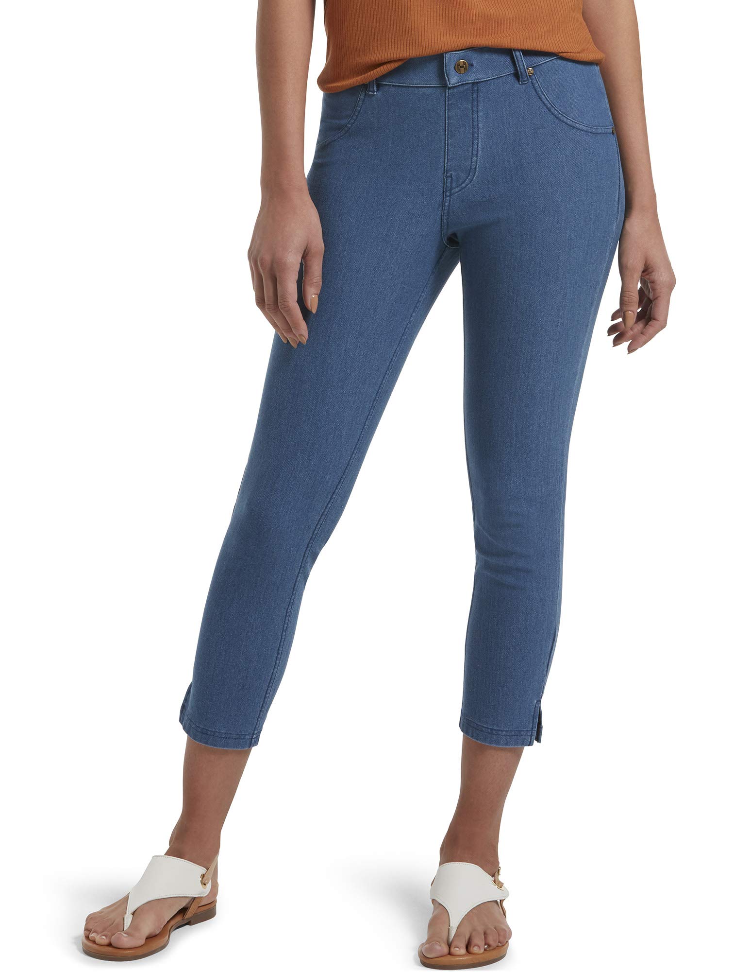 HUE Damen Knöchel Schlitz Wesentliche Denim Capri | Modische abgeschnitten Legging