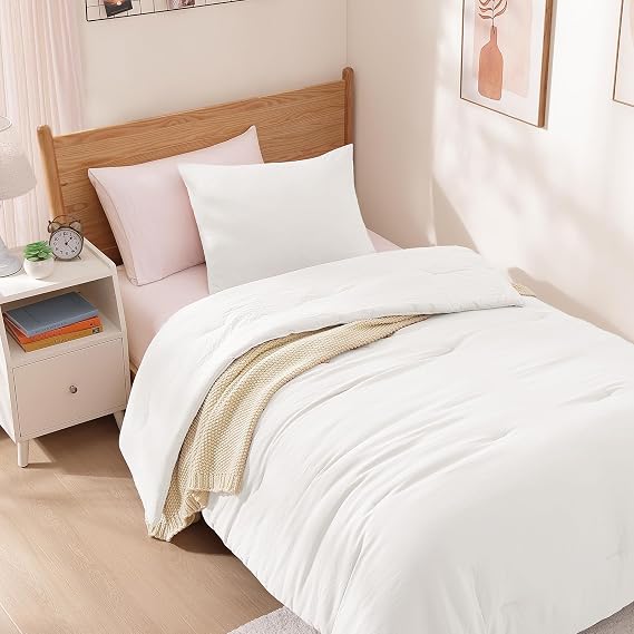 Twin/Twin XL Comforter Set-2 Pieces Soft White Comforter Dorm Bedding