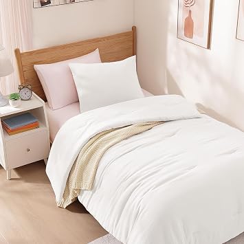 Twin/Twin XL Comforter Set-2 Pieces Soft White Comforter Dorm Bedding