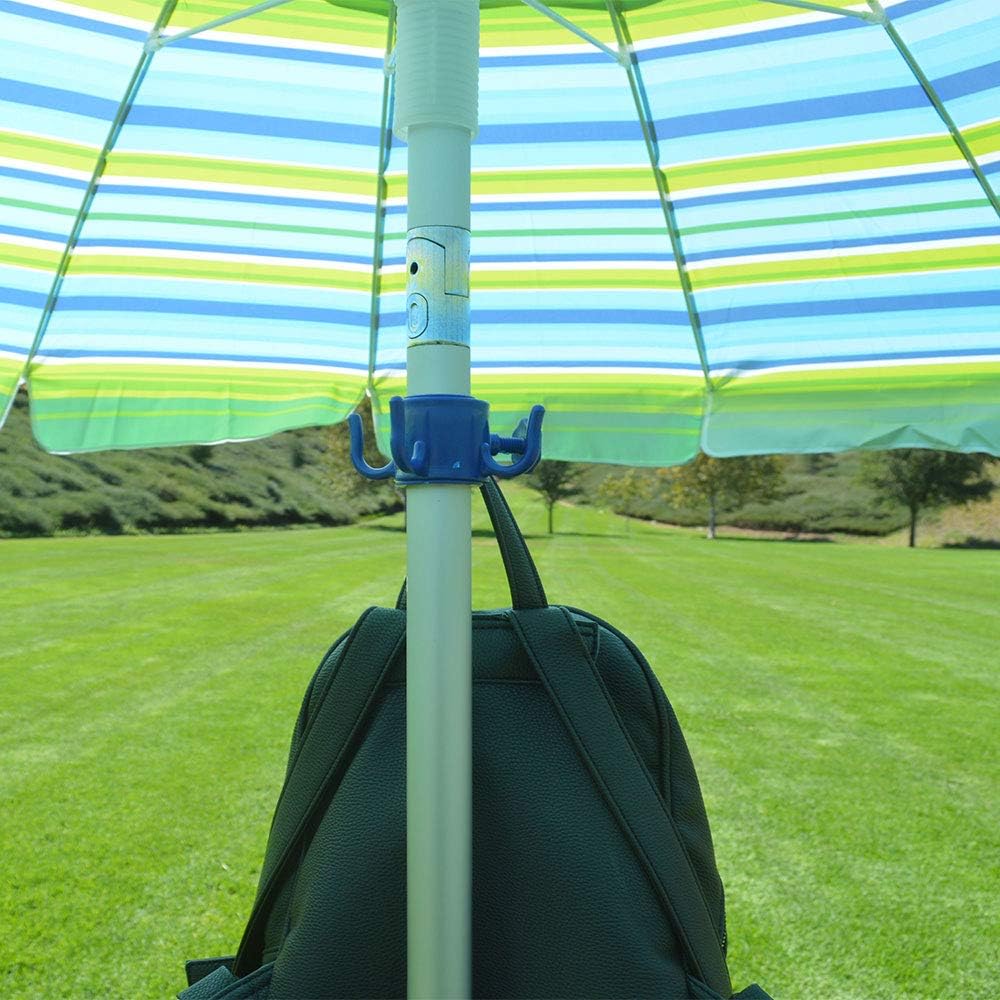 Impact Canopy 8' Beach Umbrella with Umbrella Towel Hook, UV Protected, Vented, Tilt Pole, Sand Anchor, Carry Bag, Rainbow