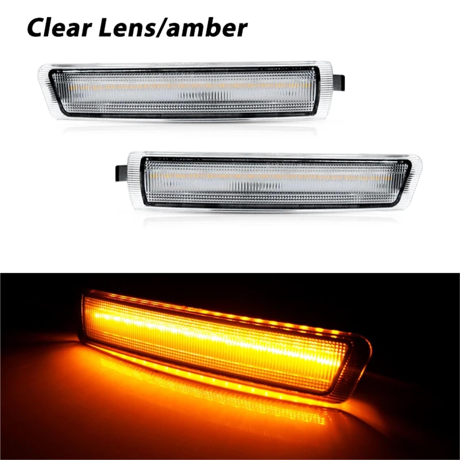 Genérico Intermitente coche Para Z3 Para M Coupe 1996-2002 LED Blanco Ámbar 12V Marcador Lateral Parachoques Delantero Luces Señal Giro Conducción Indicador de dirección(Clear Lens Amber)