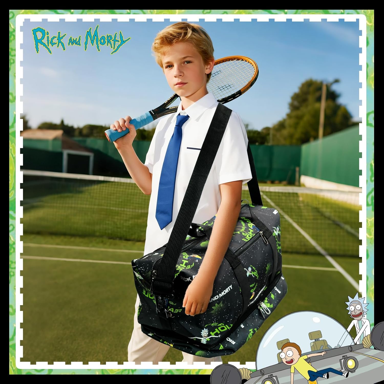 Rick and Morty Travel Duffle Bag – Waterproof Overnight Weekender Sports Gym Bag for Adults Teens, Cartoon Carry-On Tote with Shoe Compartment & Wet/Dry Pocket - Image 2