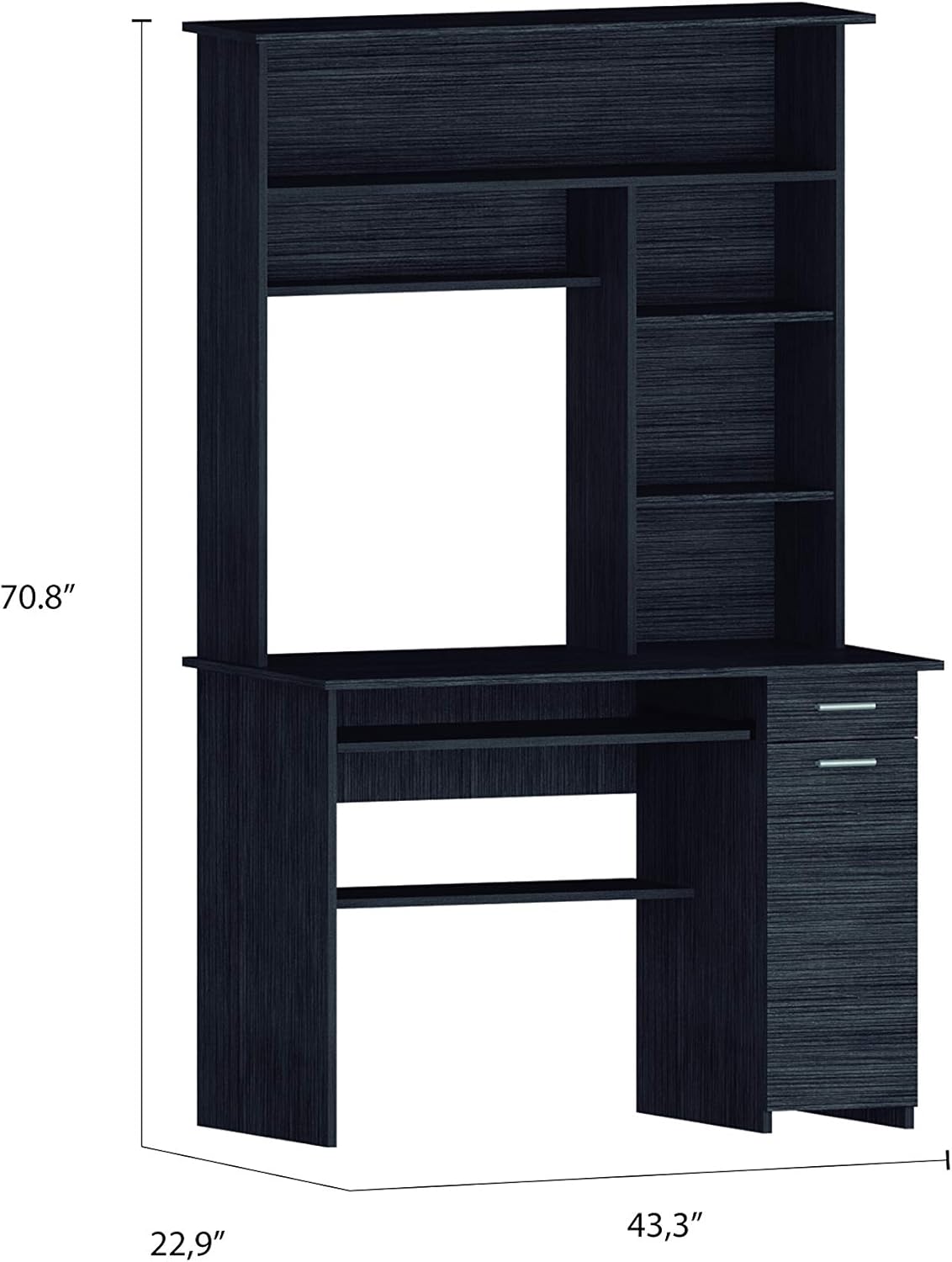 Home Office Computer Desk with 2-Drawers 7-Shelf Computer Desk with Hutch Smokey Oak,(2 Packages)