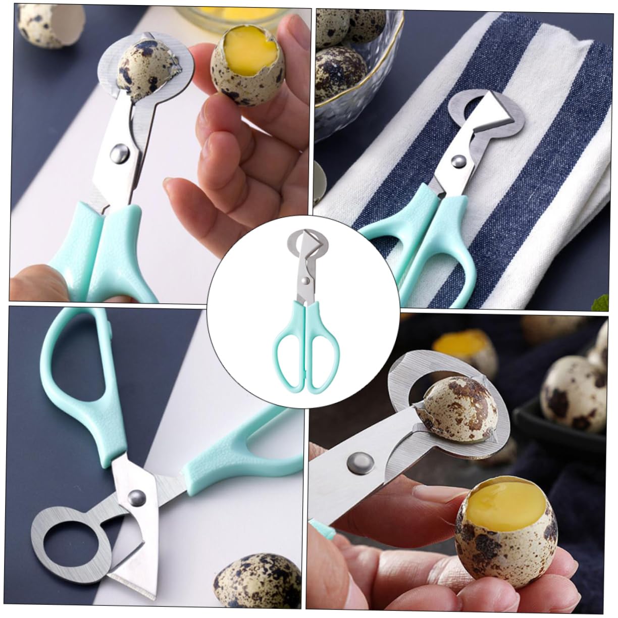 CIYODO Stainless Steel Quail Egg Cutters 2pcs Egg Shell Scissors Lightweight Compact for Kitchen Picnic