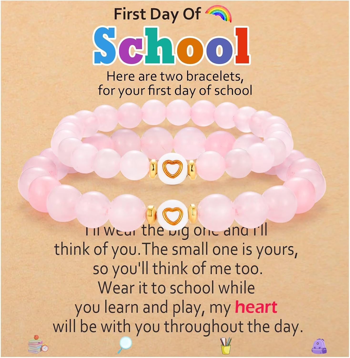 First Day of Kindergarten/School/Pre-k Gifts Back to School Gifts Mommy and Me Bracelets for Girls Mom and Daughter Bracelets