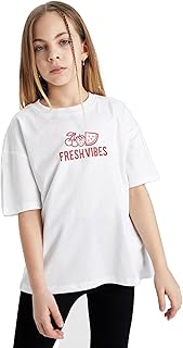 تيشرت تريكو بناتي بأكمام قصيرة ومقاس واسع C2223A8 من ديفاكتو