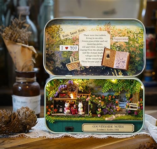 Flever Kit de casa de muñecas en miniatura, habitación creativa con muebles y funda para regalo romántico de San Valentín (notas de campo)