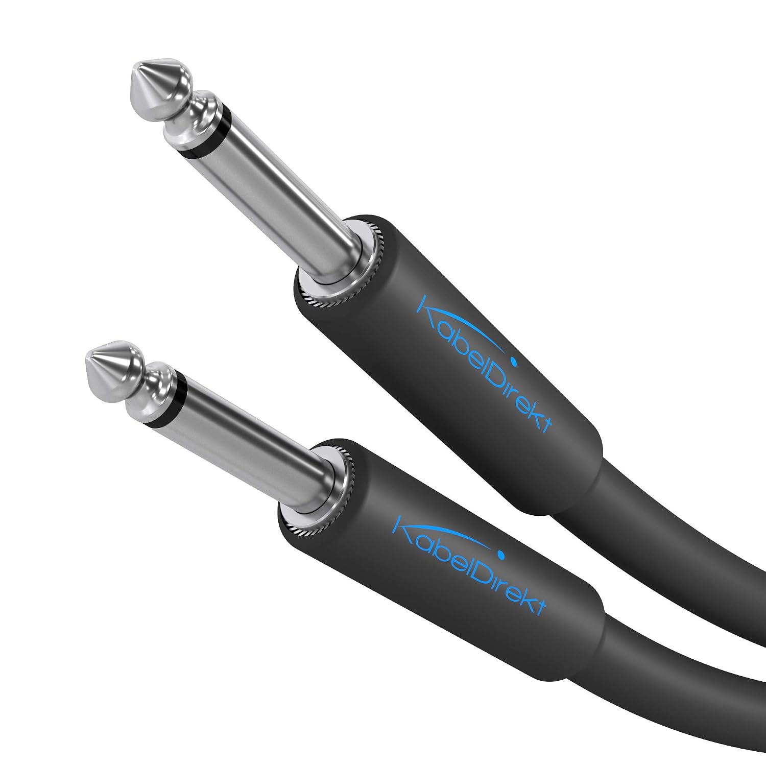 KabelDirekt – 6.3mm, 1/4inch Headphone Jack Lead Cable, Instrument Cable, Guitar Lead – 20ft (Mono Audio Cable with Jack Plugs for Electric/bass Guitars, Keyboards/Synthesizers, Connects amps, Black)