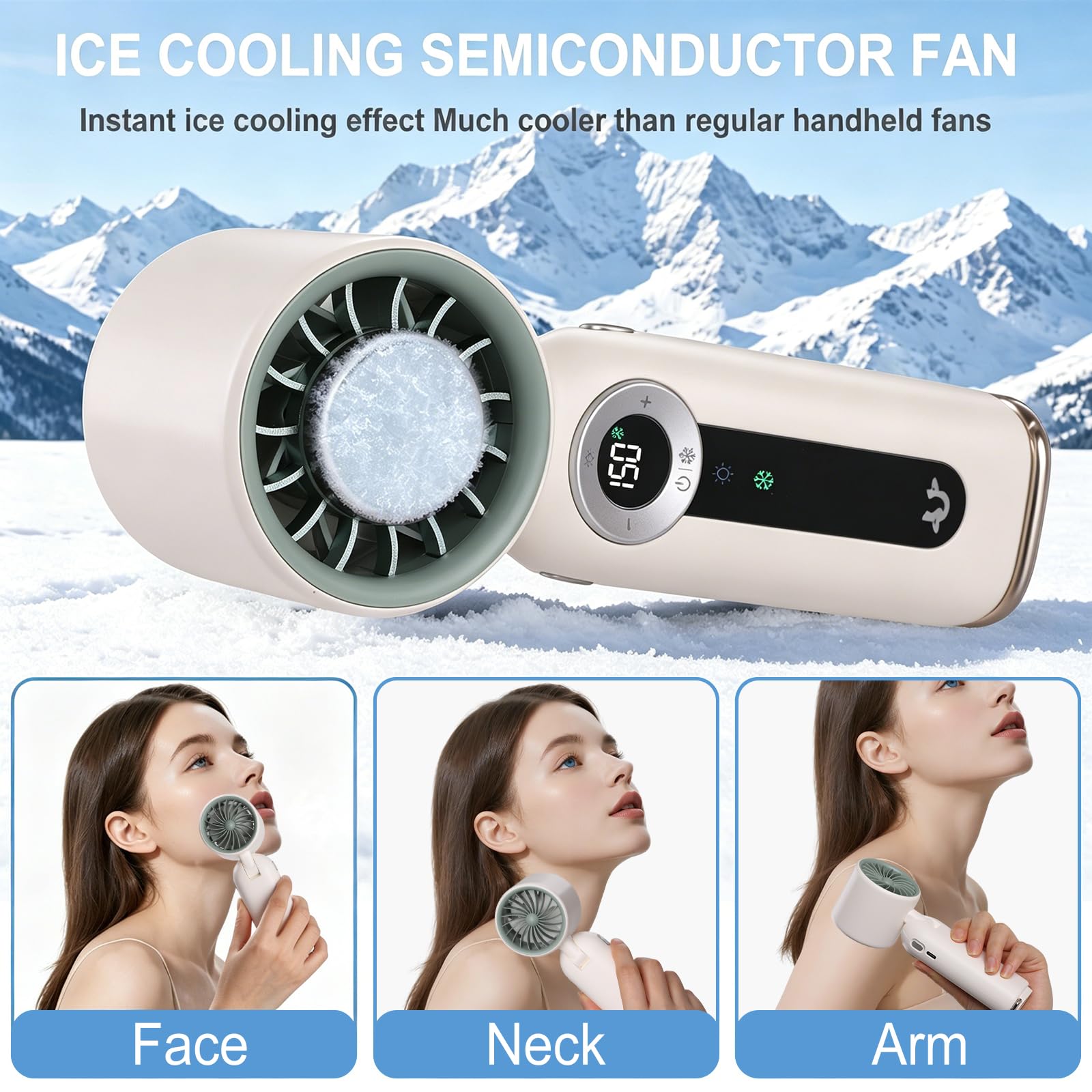 Ventilatore Portatile Simpeak 4000mAh – Velocità Regolabile 1-199, Raffreddamento Istantaneo E Luce LED, Per Viaggi E Campeggio (Bianco)