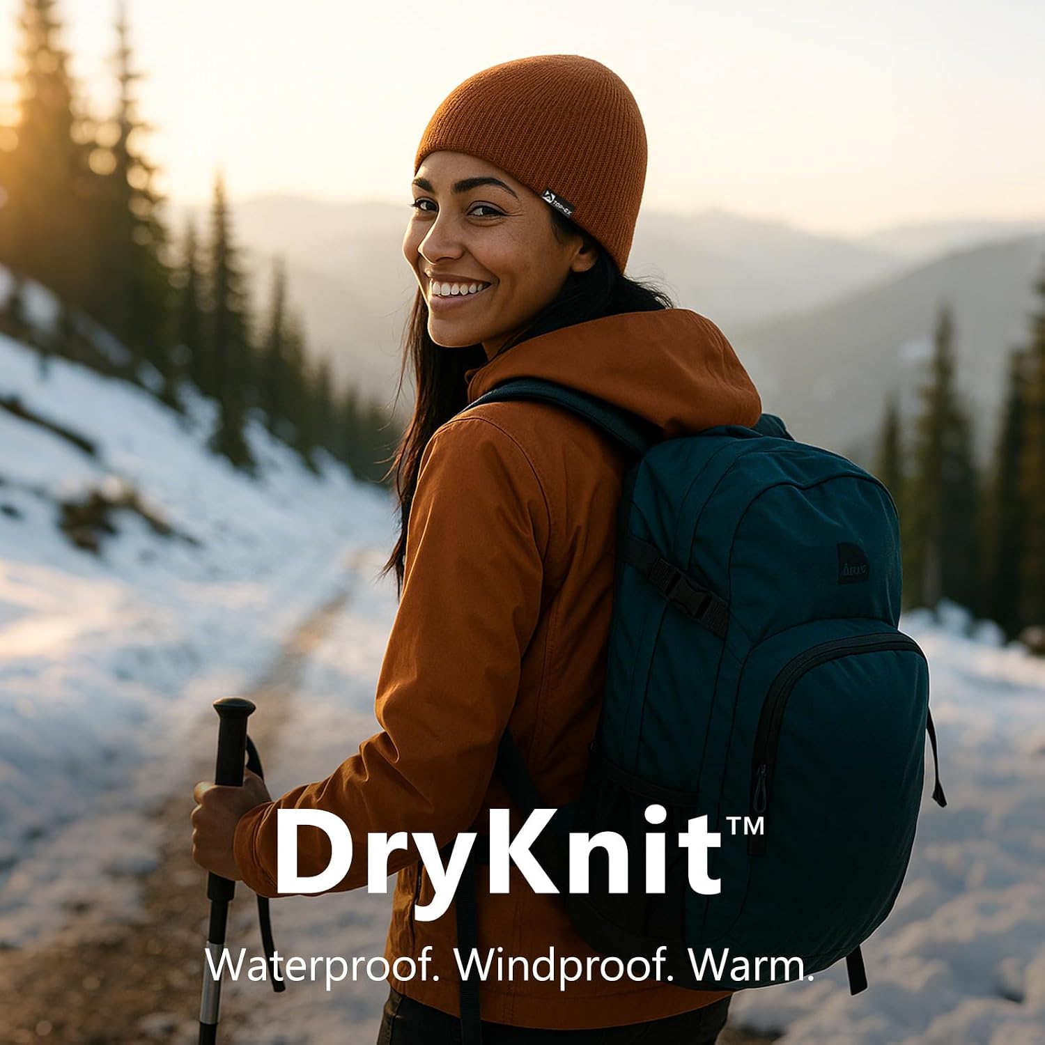 Oversized L/XL/XXL DryKnit™ Waterproof Merino Wool Blend Beanie Fleece Lined Knit Hat for All-Weather Winter