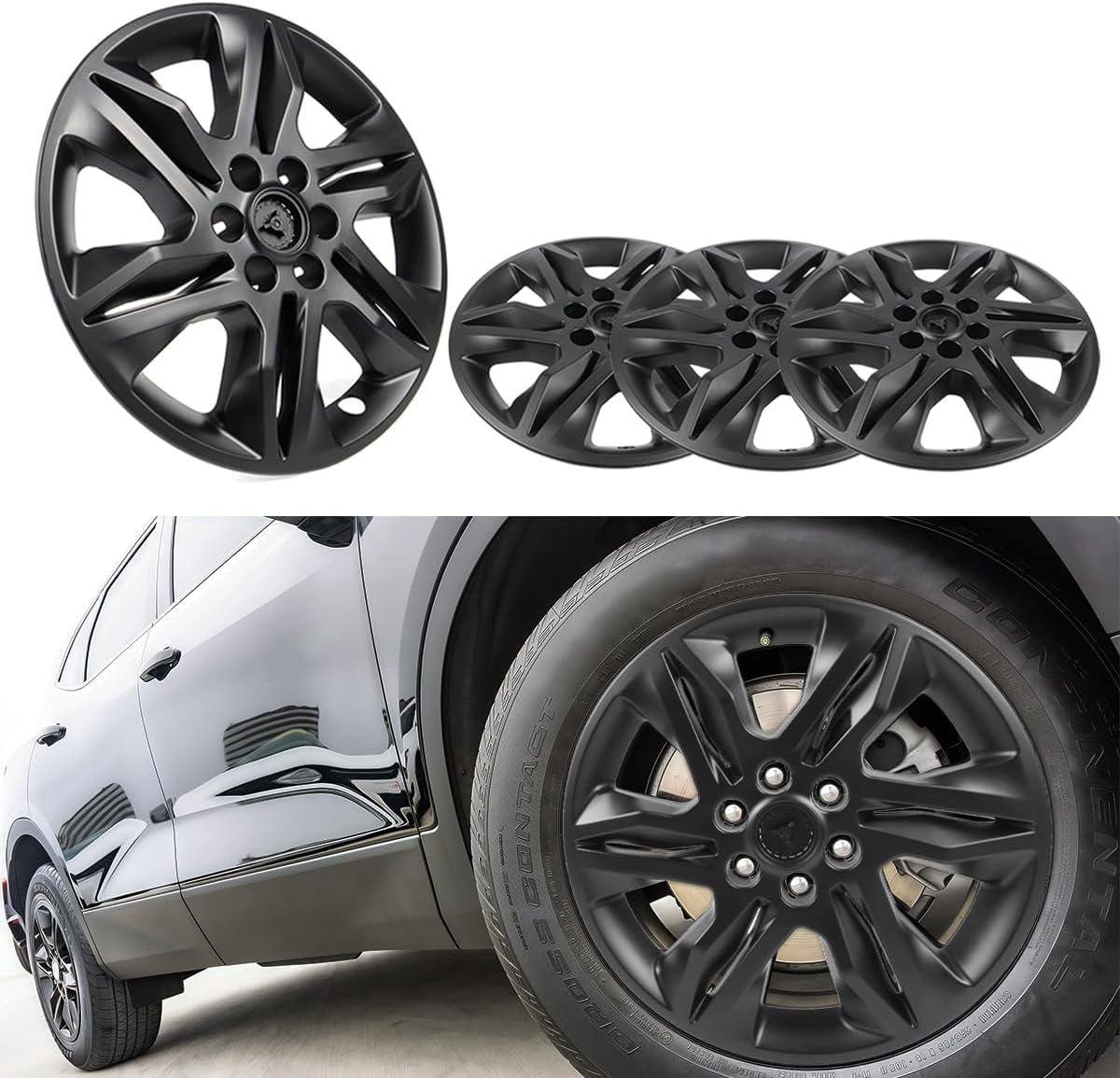 18 Inch Hubcap Wheel Covers Compatible with 2019-2022 Chevy Blazer L & LT, Matte Black ABS Rim Protectors (Set of 4), Snap-On Replacement Wheel Skins, Durable Tire Hub Caps