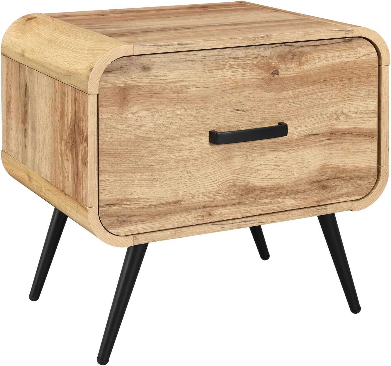 HomeStock Two Drawer Side Table - Modern End Table - Bedroom Living Room