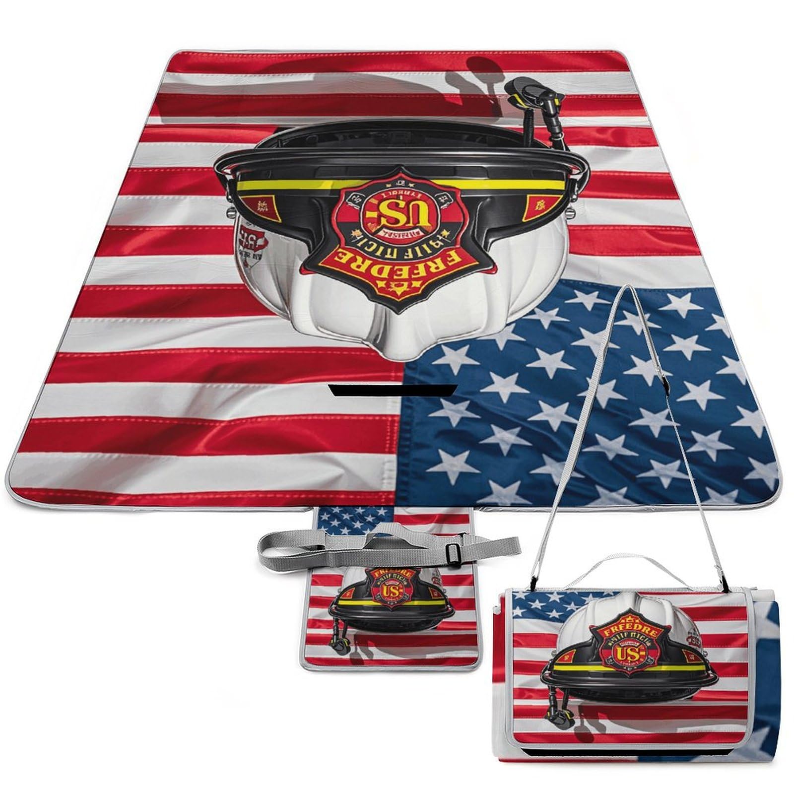 Tapis de pique-nique pliable aux rayures USA pour vos week-ends plage
