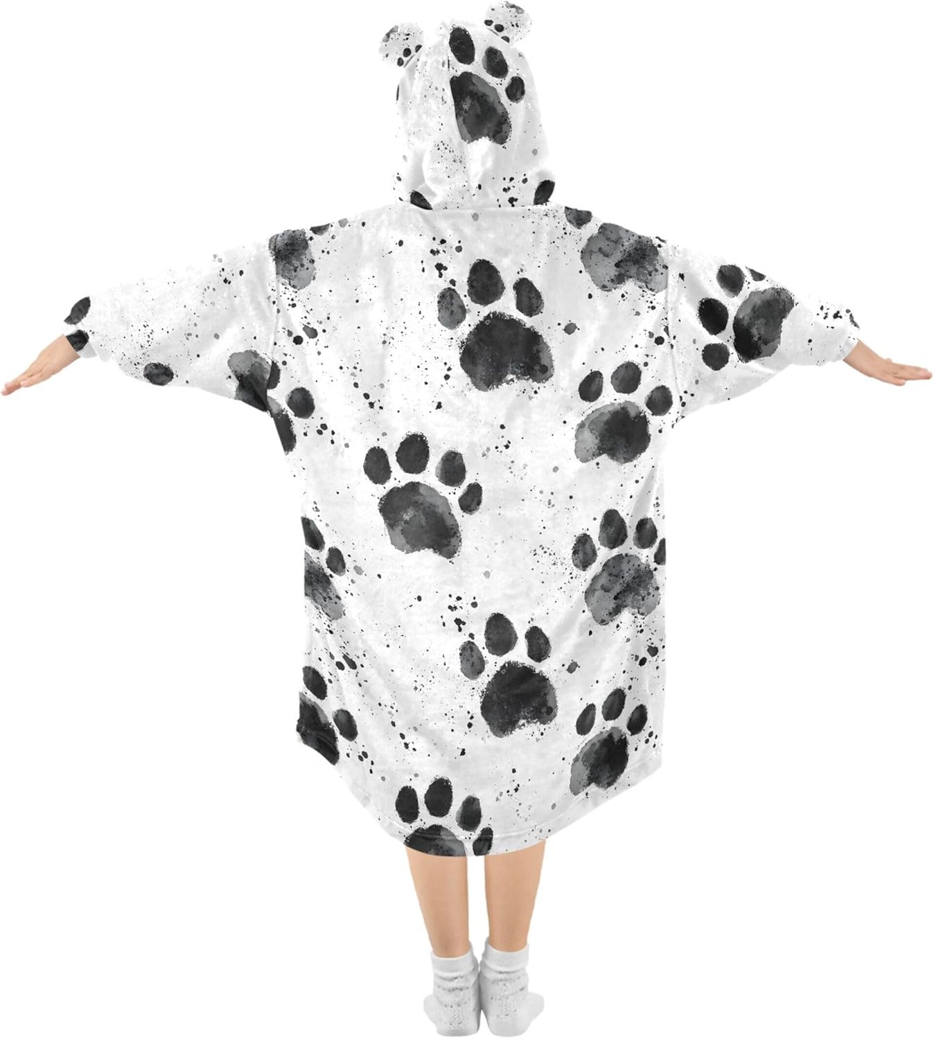 Cat Dog Puppy Pug Paw Print Kids Wearable Blanket Hoodie and Sleeves for Toddlers, Cute Hoodies Girls B0403651
