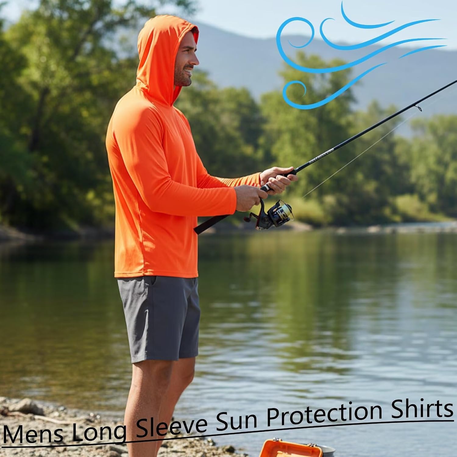 LeeHanTon Long Sleeve Athletic Shirt Men Sun Protection UPF 50+ Hoodie Shirts Fishing Running Uv Swim Rash Guard T-Shirt - Image 2