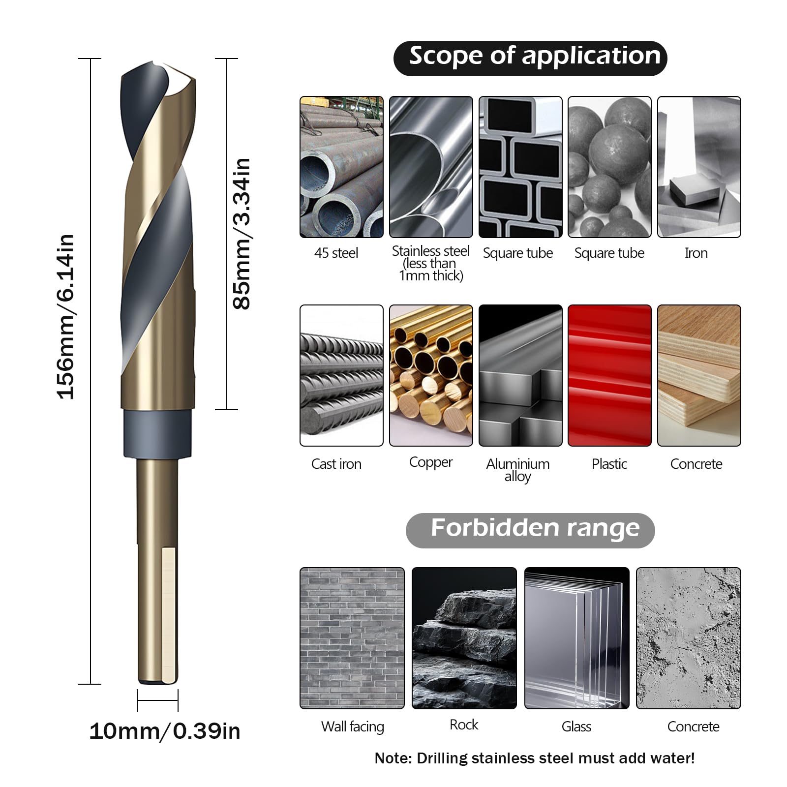 15mm HSS Drill Bits, Metal Drill Bits,10mm Shank for Stainless Steel Metals, Plastics, Woods - Image 2
