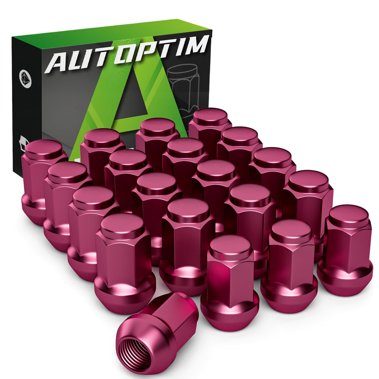 AUTOPTIM M12x1.5 Lug Nuts - 20Pcs Pink Closed End Lug Nut, 3/4"(19mm) Hex