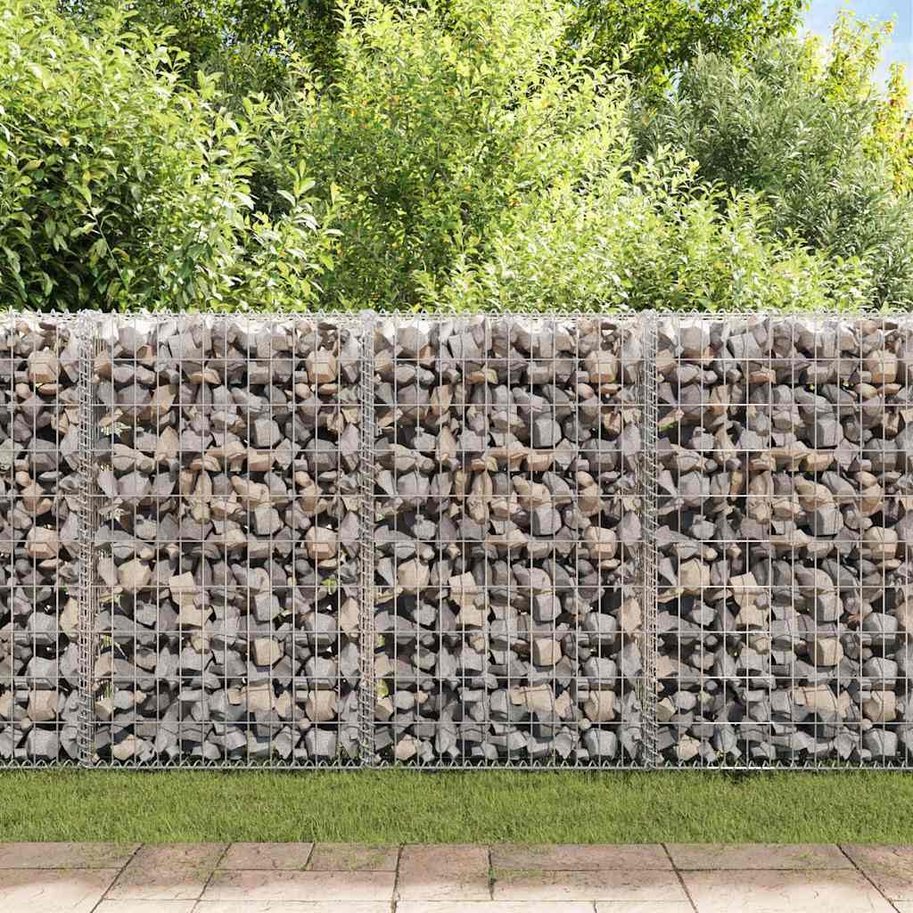 Gabionenwand mit Abdeckung aus verzinktem Stahl 200x60x100 cm Gartenzaundoppelstabmatte Sichtschutz Zaunfeld für Terrasse Balkon Vorgarten und Grundstück Begrenzung
