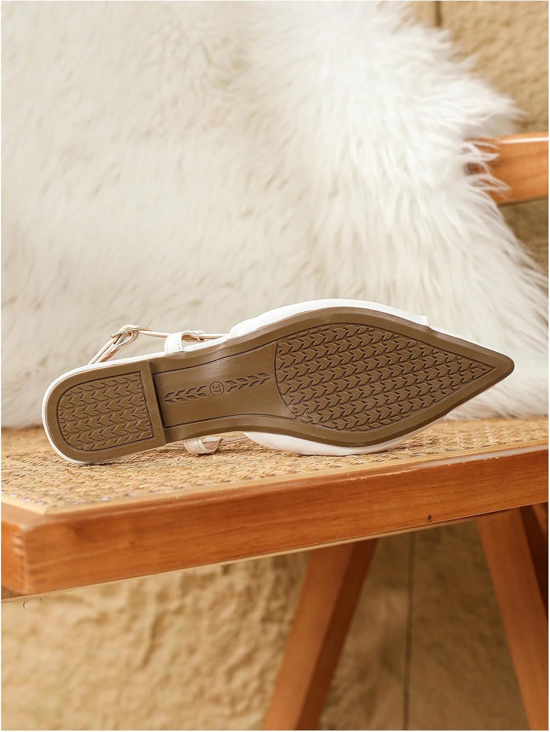 OYOANGLE Women's Pointed Toe Slingback Flats Twist Front Elegant Evening Prom Flat Dress Shoes - Image 3