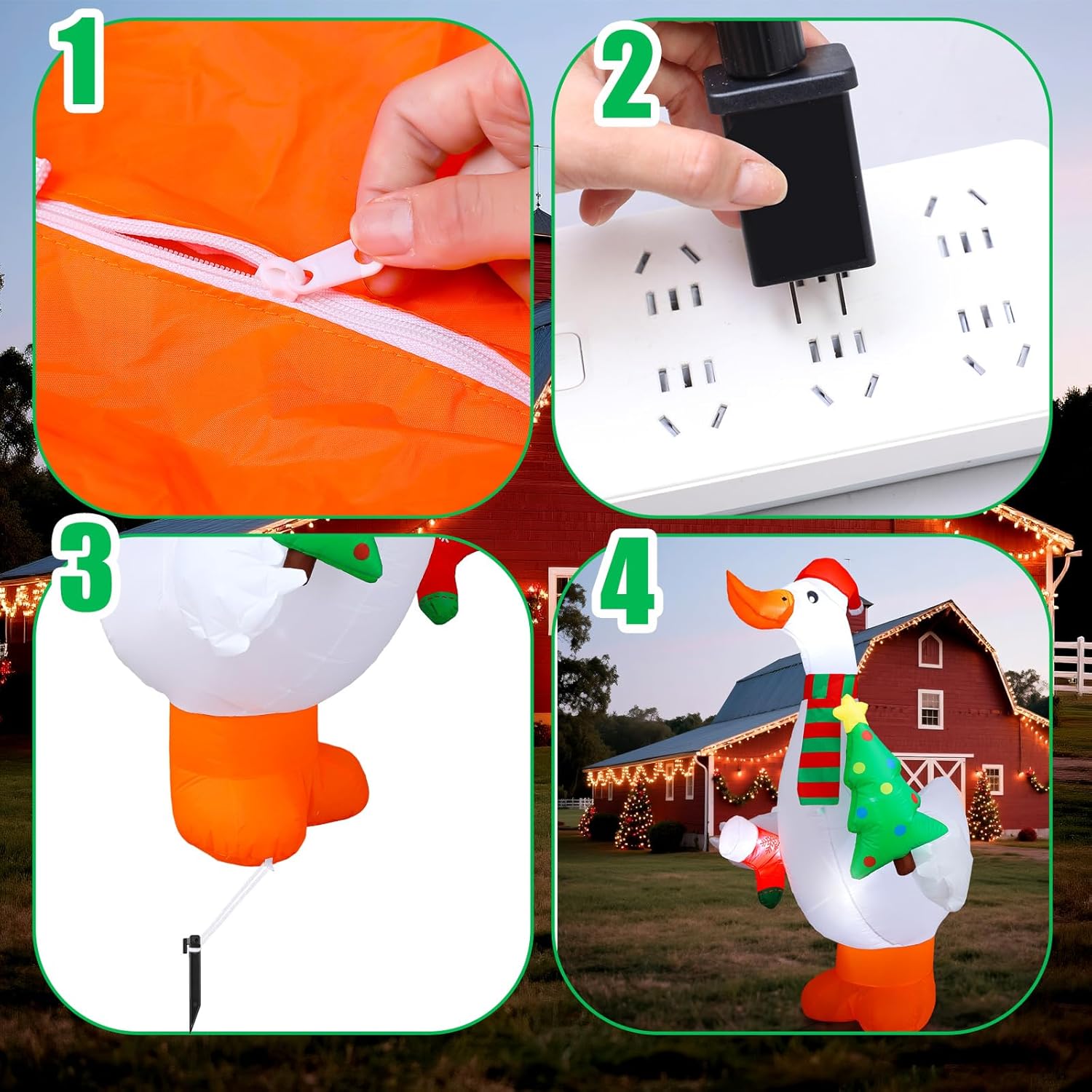 Shappy 6フィート 大型 クリスマスポーチ ガチョウ インフレータブル 愚かなガチョウ LEDライト内蔵 クリスマス 爆破 庭