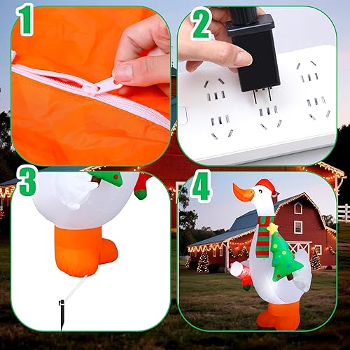 Vista 53 de Shappy Decoración inflable de Navidad de 4.9 pies con sombrero de Papá Noel, decoración inflable de Navidad con luz LED, decoración navideña