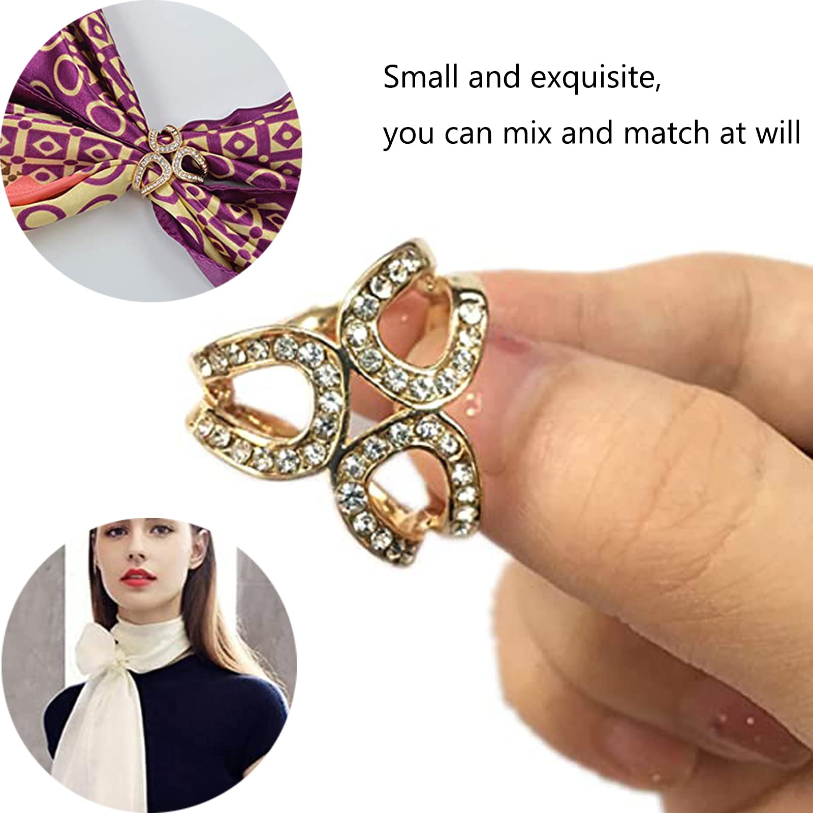 6 Pezzi Fibbie Per Sciarpa In Lega Con Strass - Clip Decorative Per Sciarpe, Foulard E Abiti - Foto 6