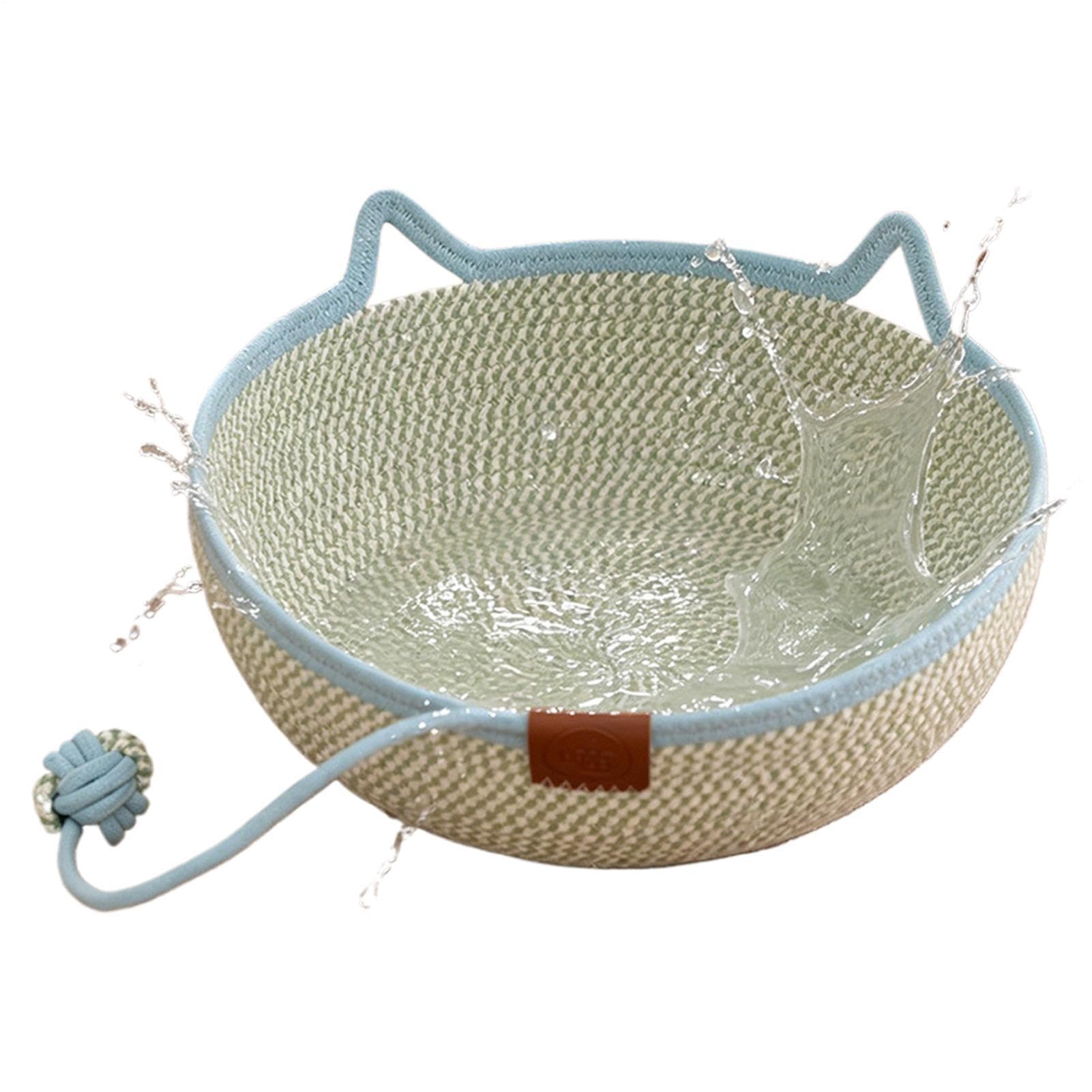 para Gato Cesta de Cuerda de Algodón Tejida a Mano con Cola de Juguete | Cama para gato pequeño para Todas las Estaciones Gatito Animal Viaje y Enriquecimiento para Mascotas