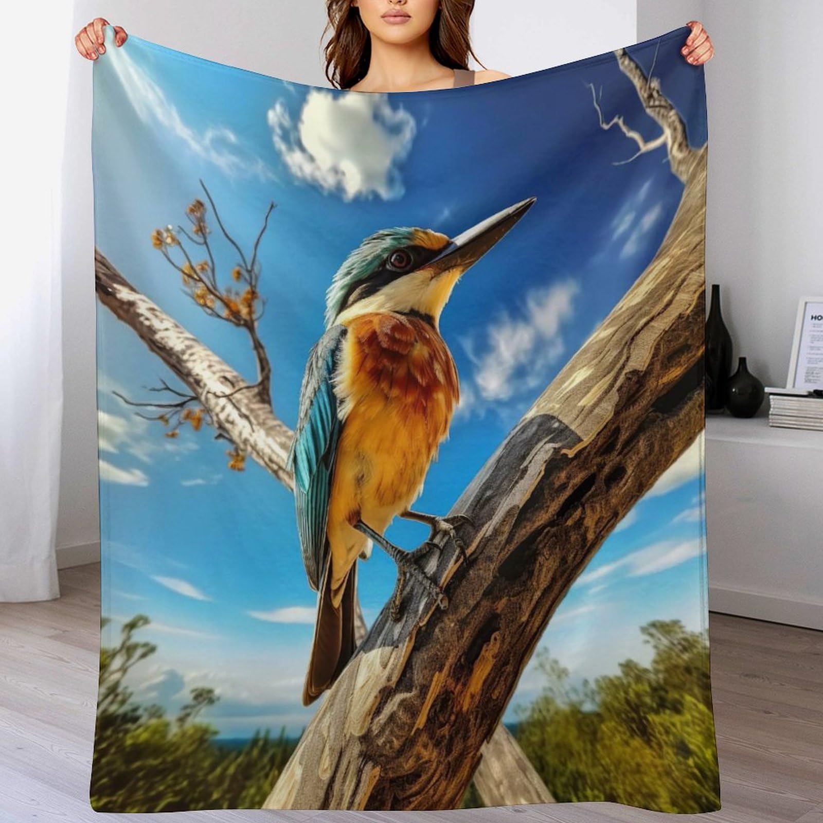 Couverture flannel oiseau chaude contre les frissons du soir