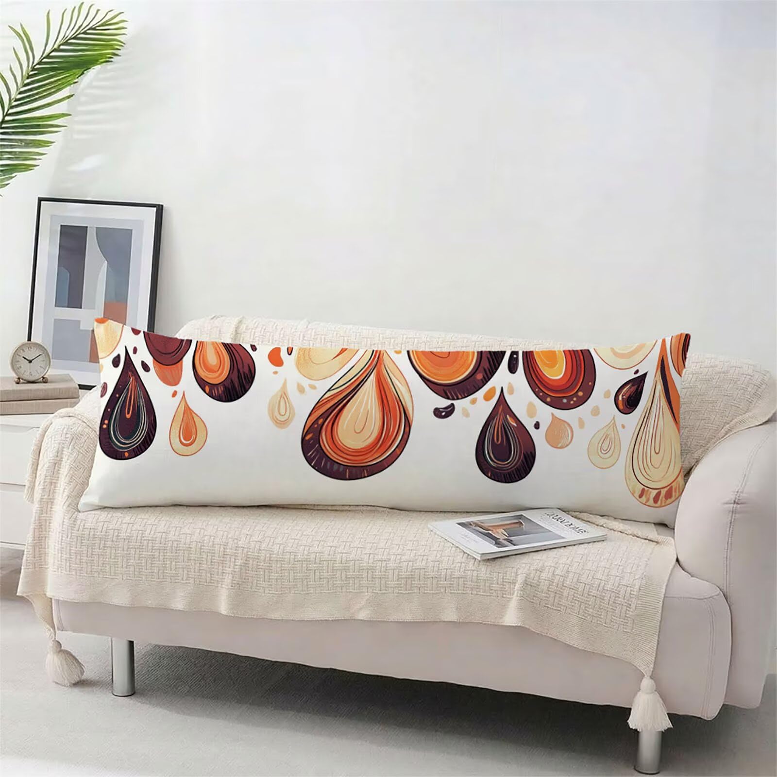 Poszewka na poduszkę 180 cm, spalona pomarańczowa poszewka na poduszkę 60 x 180 cm Aksamitna poszewka na poduszkę z bocznym śpiącym, z niewidocznym zamkiem błyskawicznym, ochrona kropli wody, poduszka