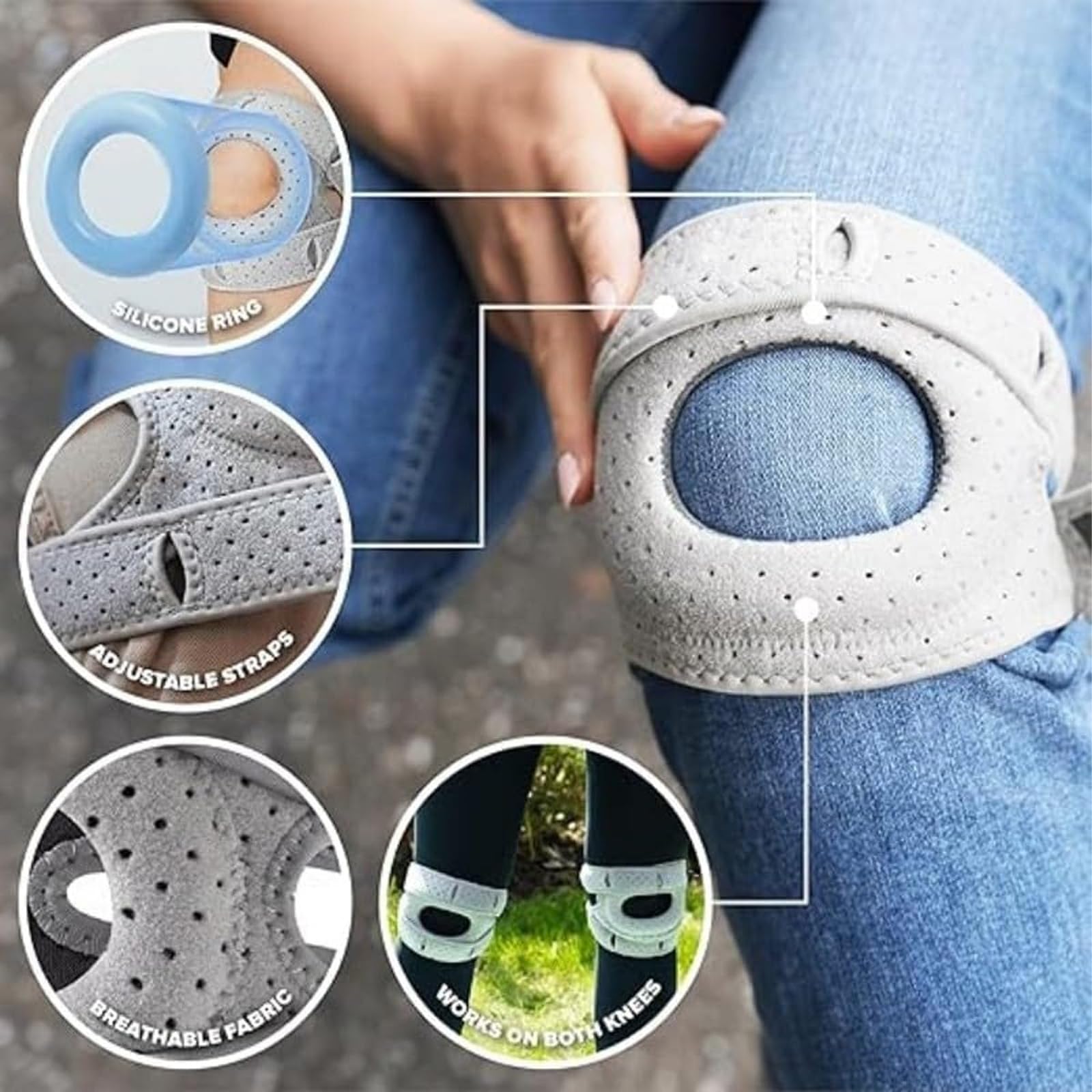 Genouillère Rotulienne Réglable 2 Pièces, Orthèse du Genou Stabilisant la Rotule pour Sport