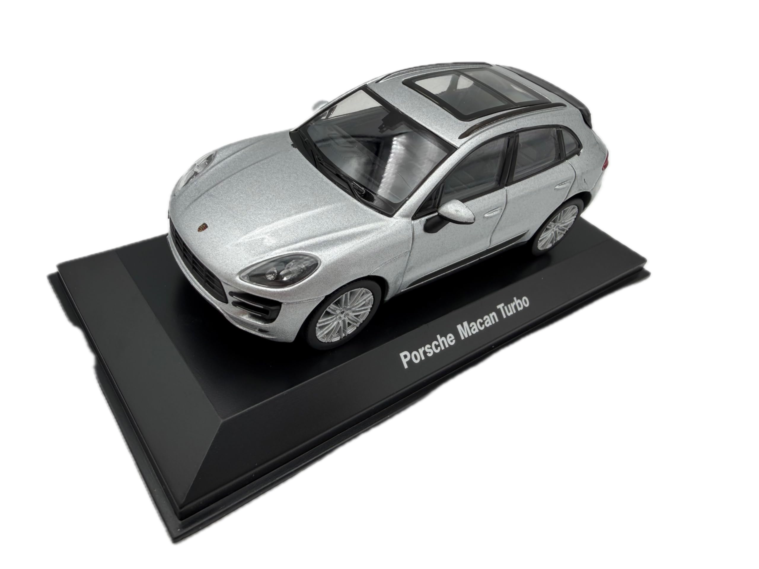 Porsche Macan Turbo Rhodium Modellauto 1:43, Silber - Detailgetreues Sammlermodell I GT Marketing I Miniatur Fahrzeug (Museum Edition)