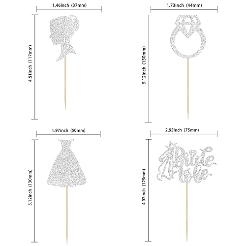 Miniatura 2 de Gyufise Paquete de 24 adornos para cupcakes con anillo de corazón, con purpurina, para despedida de soltera, para bodas, compromisos, despedidas de