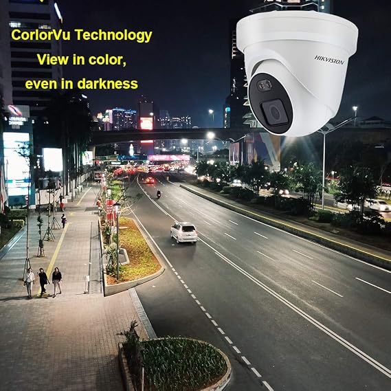 Hikvision 4 MP ColorVu Turret Network Camera DS-2CD2347G1-LU, 2688 × 1520 @30fps，Full time Color，Fixed 4mm Lens，Micro SD Card Slot,H.265+,IP67