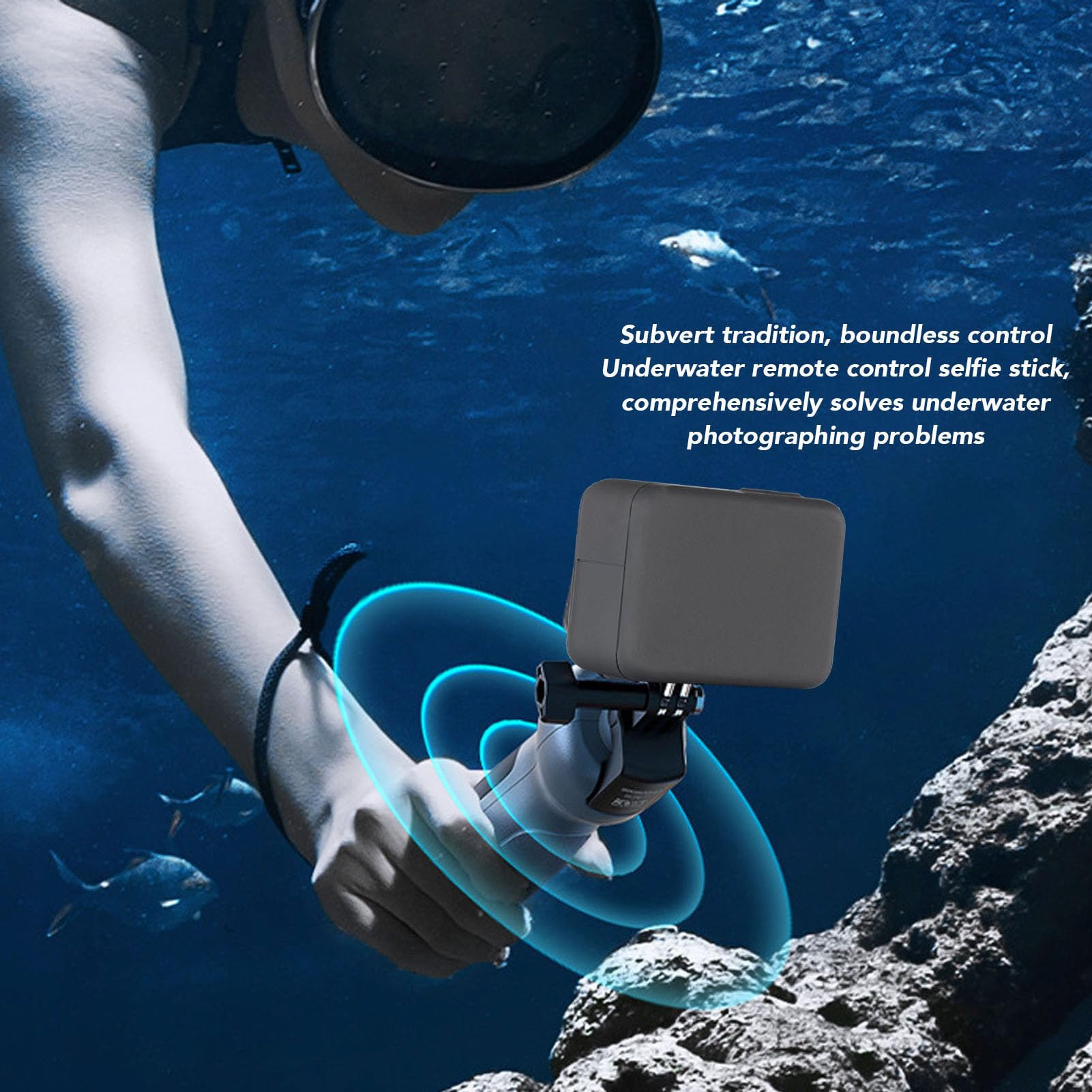 Palo Selfie Subacuático de Aleación de Aluminio con Cámara de Control Remoto, Poste Telescópico para Observación de Vida Marina