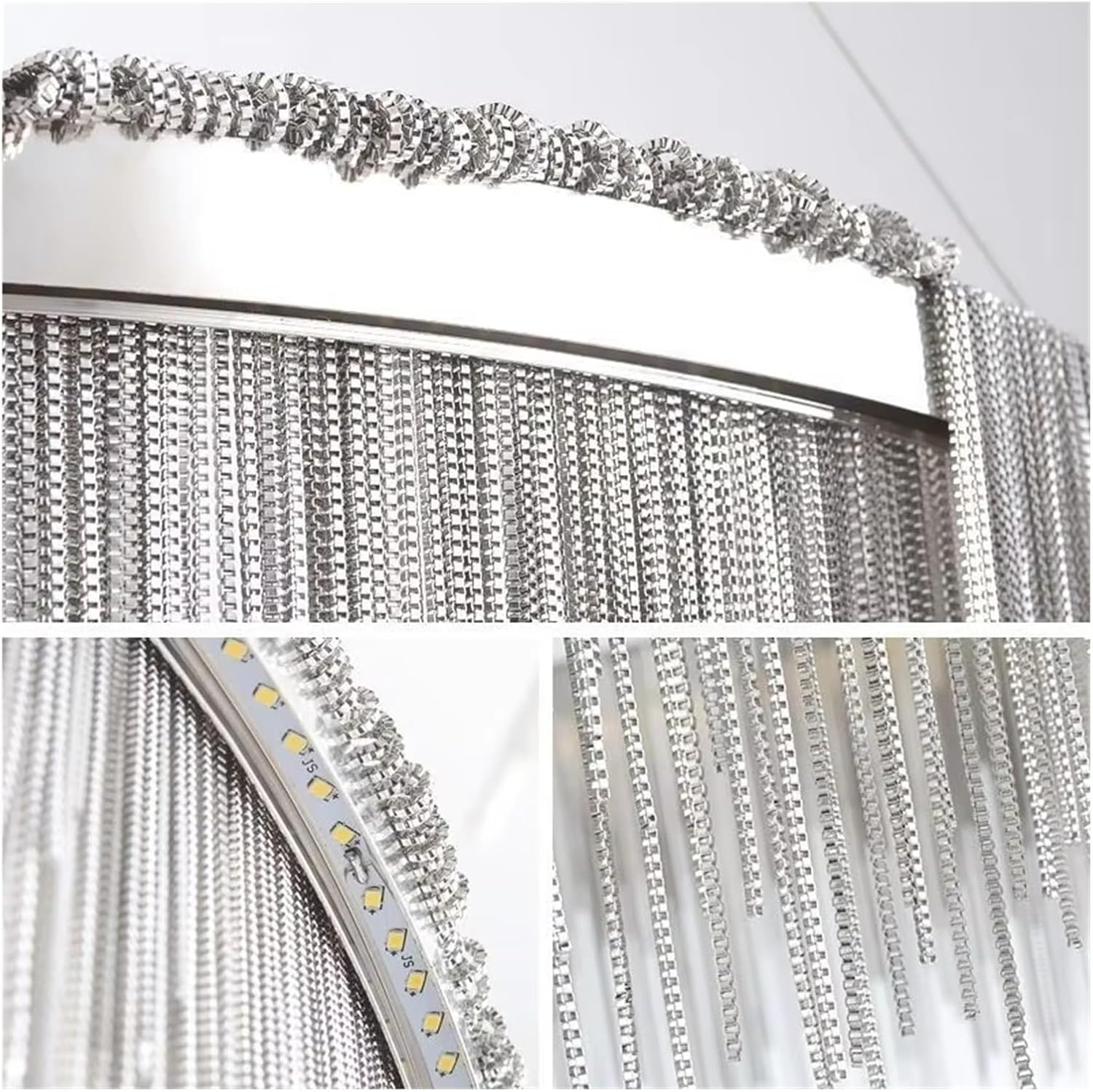 Beautiful Art Deco Pendant Light Aluminum Chain for Parlor Bedroom Restaurant Hanging Lamp Silver Metal ﻿,Chandeliers