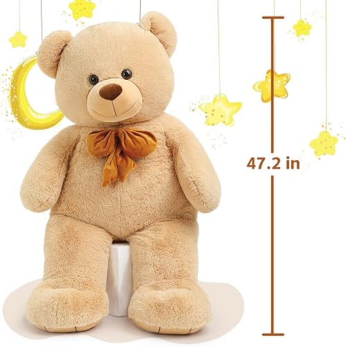 Miniatura 2 de Tezituor Oso de peluche gigante, 4 pies, suave animal de peluche grande, tamaño real, 47 pulgadas, juguete de peluche de San Valentín, Navidad,