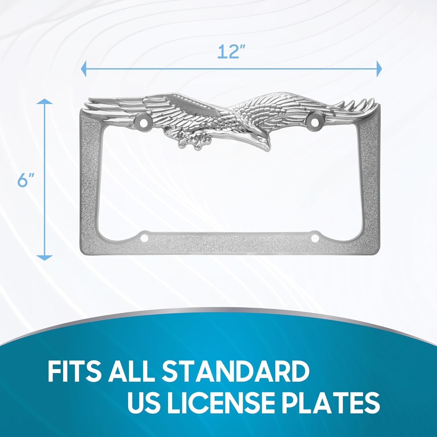 BDK Heavy Duty Rust-Proof Stainless Steel Chrome License Plate Frame - American Bald Eagle, Universal Fit for Car, Truck, SUV, Front & Rear (2 Pack)