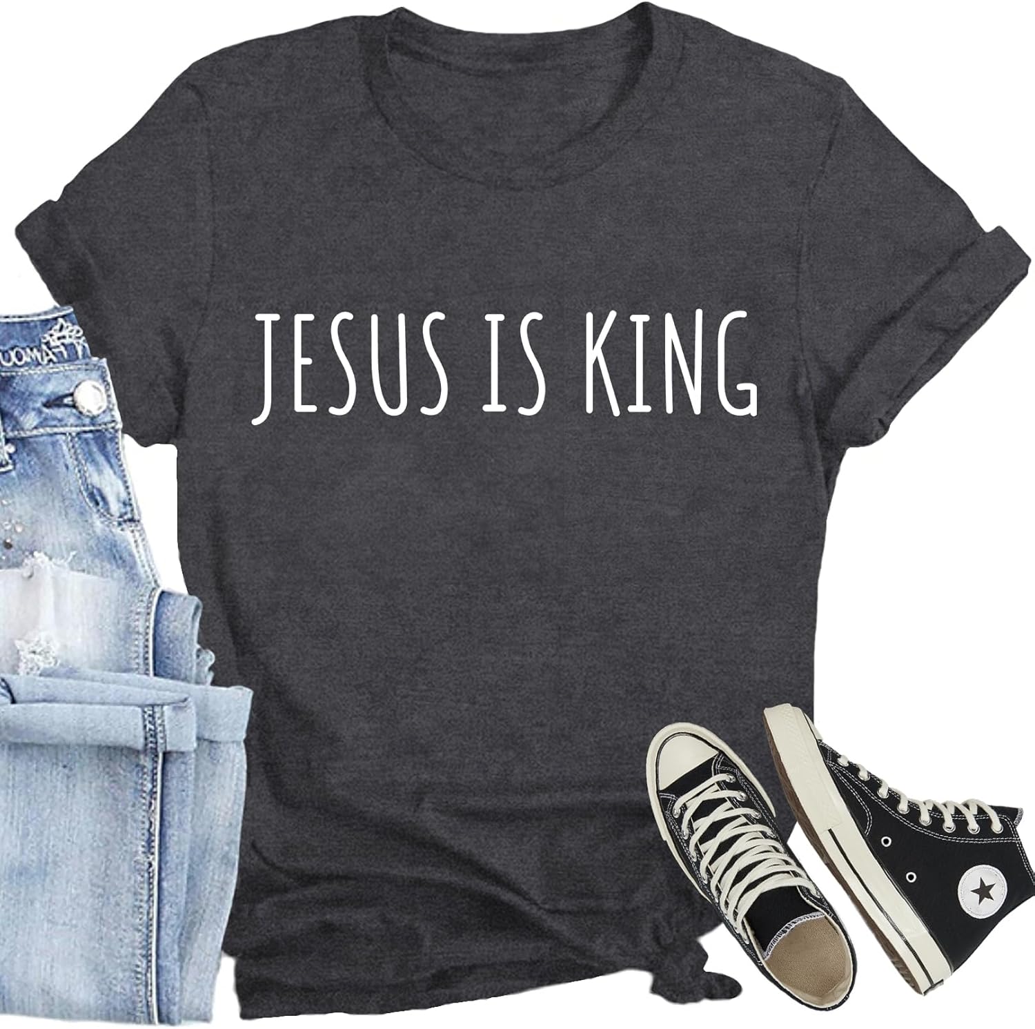 CQF Christian Shirt for Women Blessed Letter Print Bible Verse T-Shirt Retro Faith Short Sleeve