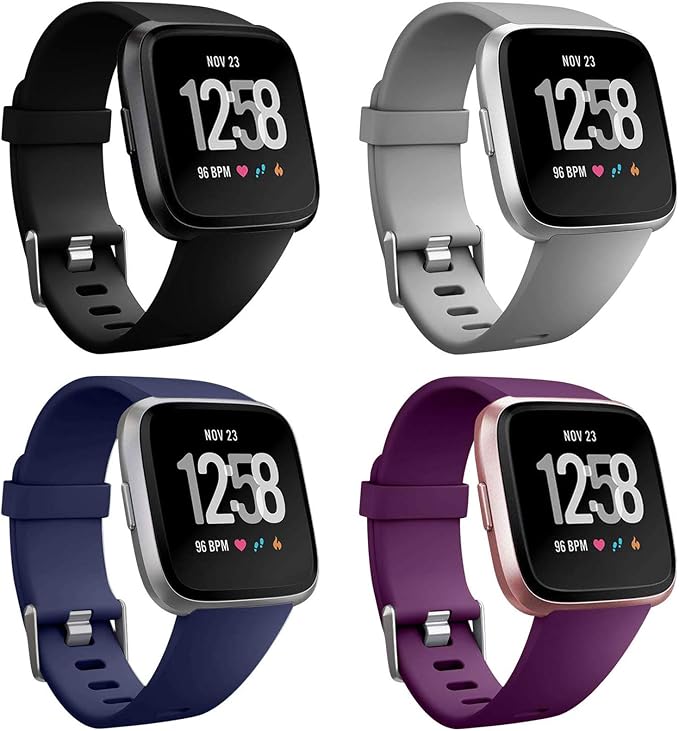 Amazon.com: Neitooh 4 Packs Bands Compatible with Fitbit Versa/Versa 2/Fitbit  Versa Lite for Women and Men, Classic Soft Silicone Sport Strap Replacement  Wristband for Fitbit Versa Smart Watch : Electrónica