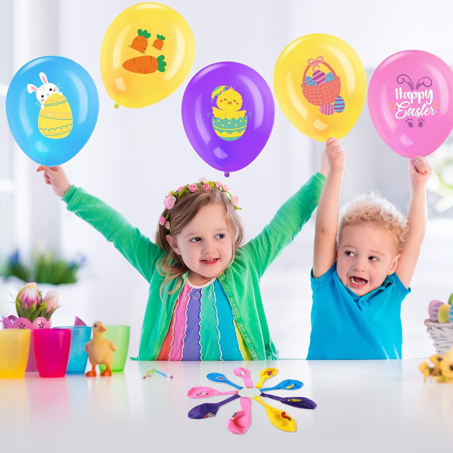 45 Piece Easter Party Latex Balloons Decorations, Easter Eggs Bunny Chick Balloon Hello Spring Happy Easter Decor for Spring Easter Birthday Theme Party Supplies Indoor Outdoor