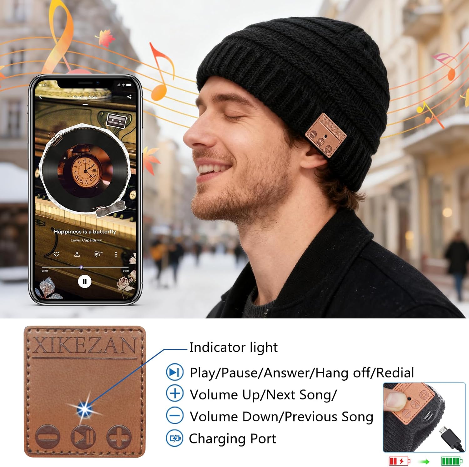 Bluetooth Hat Beanie,Novelty Headwear Christmas Stocking Stuffers Gifts for Men Women Him Her Teen Boy Teen Girl Teenage Black - Image 3