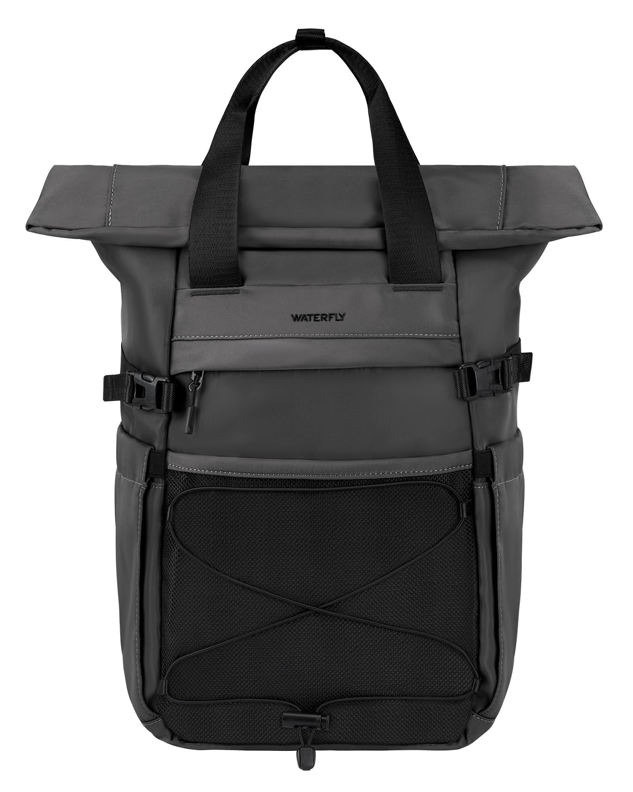 WATERFLY Rolltop Rucksack Herren Damen: 16L-21L Rollrucksack Stylischer Tagesrucksack Schulrucksack mit 16 Zoll Laptopfach Unisex Backpack für Reisen Freizeit Uni Job Sport