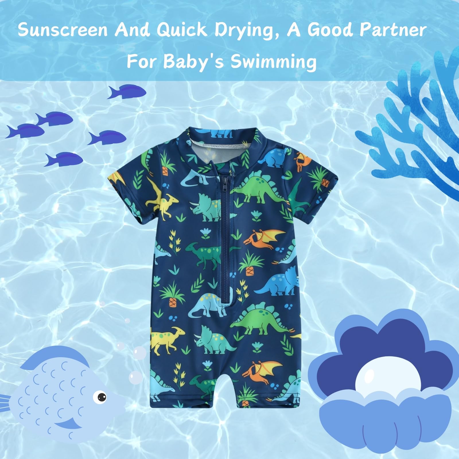 HAGOT Costume da Bagno per Neonato, Costume da Bagno per Neonato, Costume da Bagno Intero con Cerniera perBambini, Protezione Solare Costumi da Bagno da Spiaggia