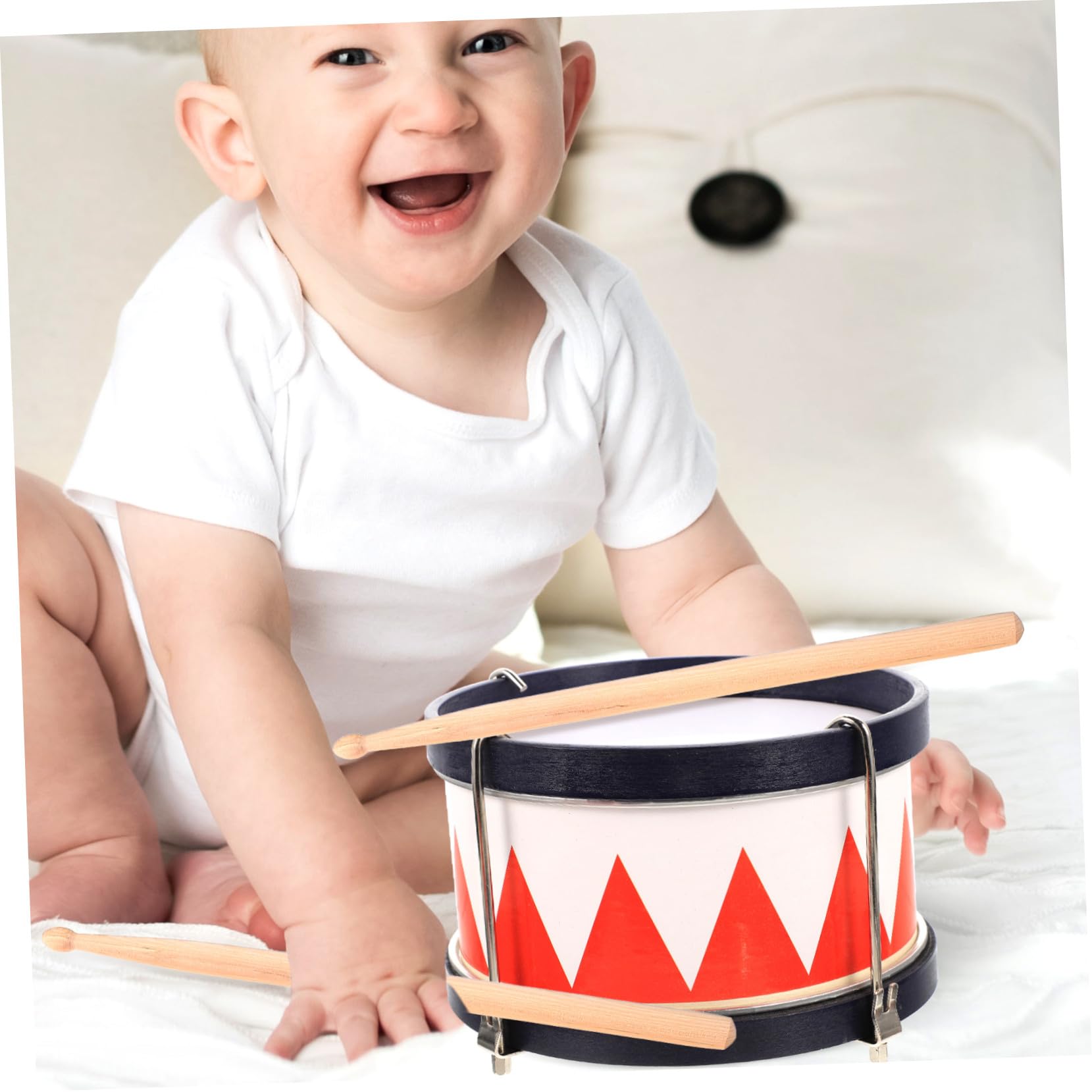 Mikinona Kit de Caja de Percusión Rojo para Niños Baquetas de Madera y Metal, Instrumento Musical para Fortalecer la Relación Familiar y Atraer la Atención Infantil Color