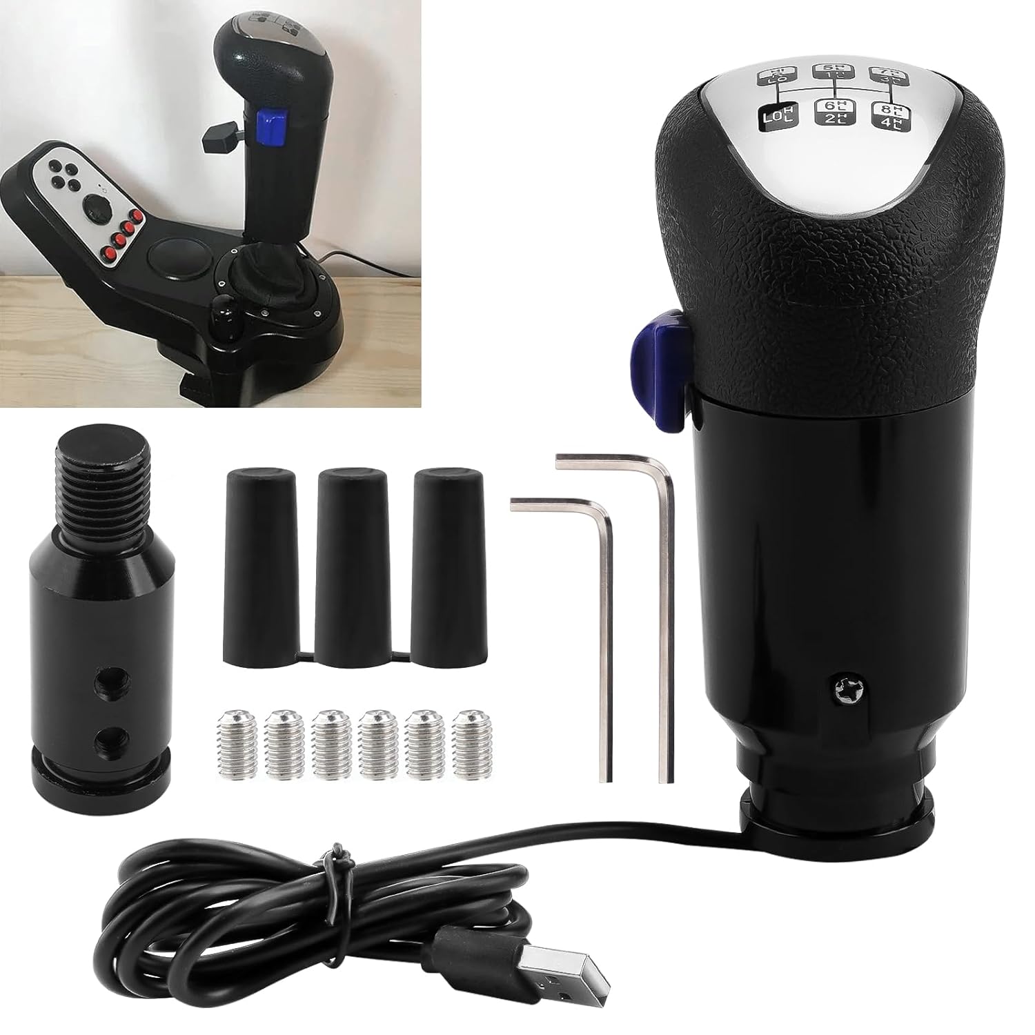 YIBEICO USB Truck Simulator Shifter for Logitech G29 G27 G25 G920,Gearshifter Knob for ATS/ETS2, PC Sim Racing Shifter