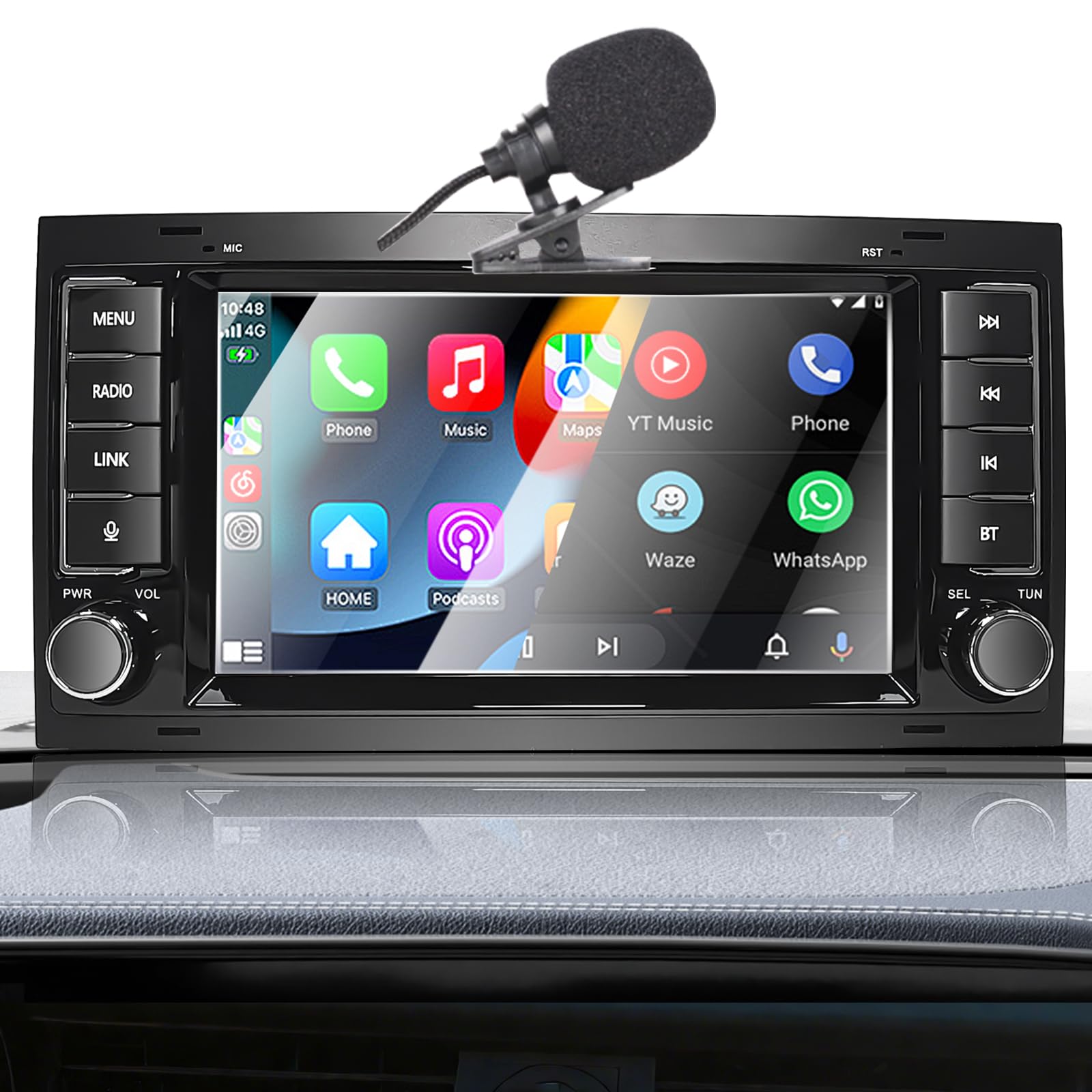 Autoradio für VW Touareg 2004-2011 Transporter T5 Multivan 2004-2009 Kompatibel Wireless Apple Carplay & Android Auto, 7 Zoll Radio mit Touchscreen/Bluetooth/FM/AM/USB/DSP/RDS/Mirror Link